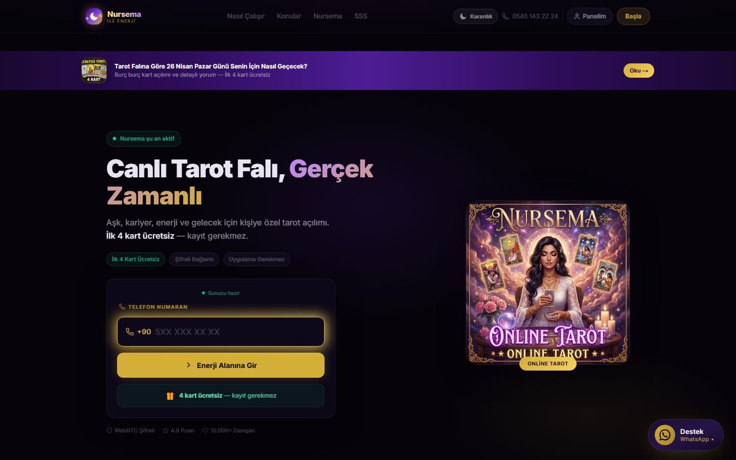 Nursema Tarot — Web Uygulaması • Canlı Danışmanlık