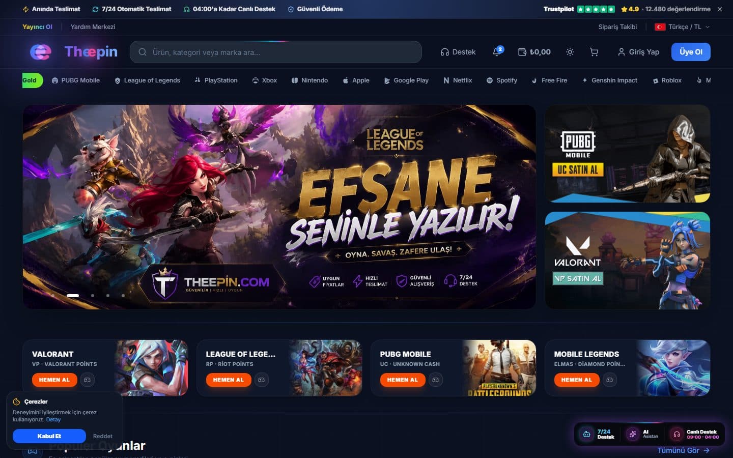 TheEpin masaüstü görünümü